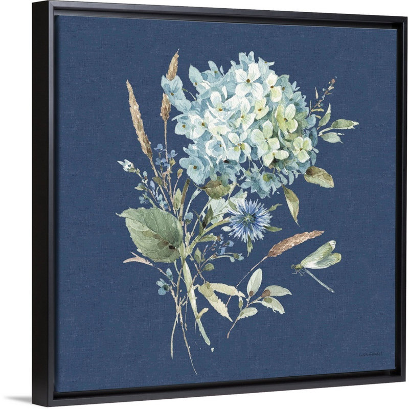 «Bohemian Blue 03 on Blue» par Lisa Audit - reproduction d'art, Toile avec cadre noir, H 38 po x l 38 po x P 1,75 po