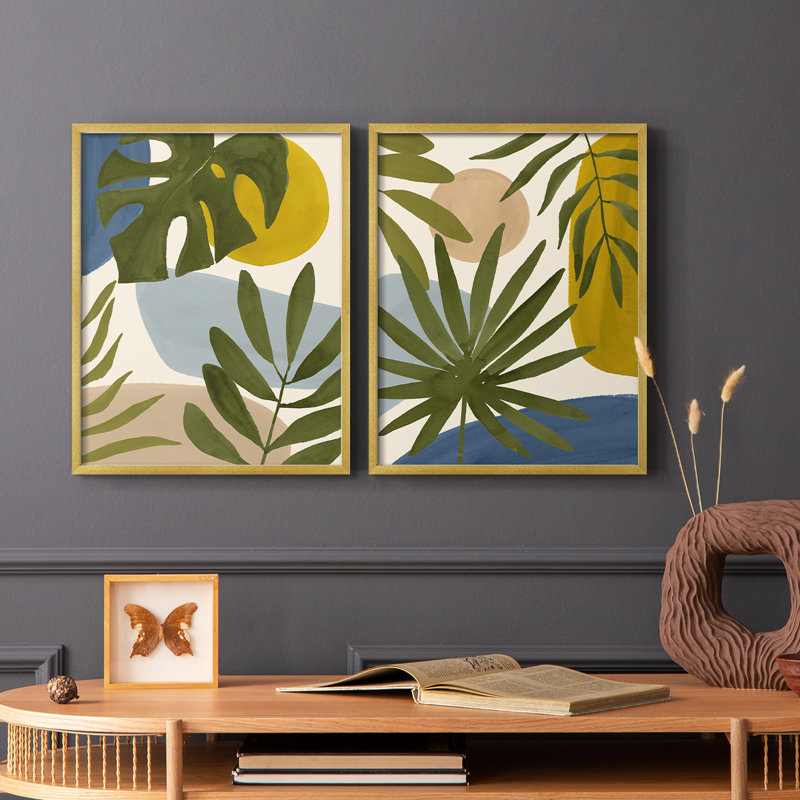 Impression encadrée Tropica Tumble I-Premium - prête à être accrochée - aucun clou requis - aucun clou requis, Doré