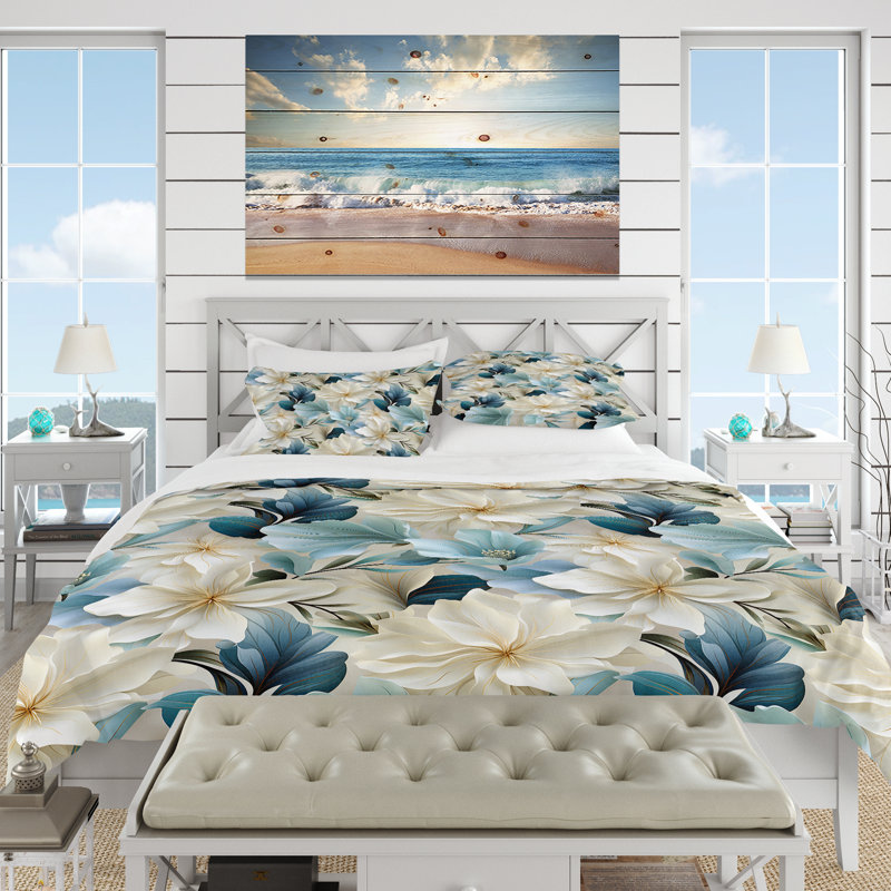 Ensemble de couvre-lit avec taies décoratives Coastal Symphony Tropical - Beige Tropical