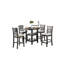 Table de salle à manger 5 comptoirs, table ronde grise avec tablettes de rangement, 4 chaises rembourrées en tissu, 2 sièges rembourrés