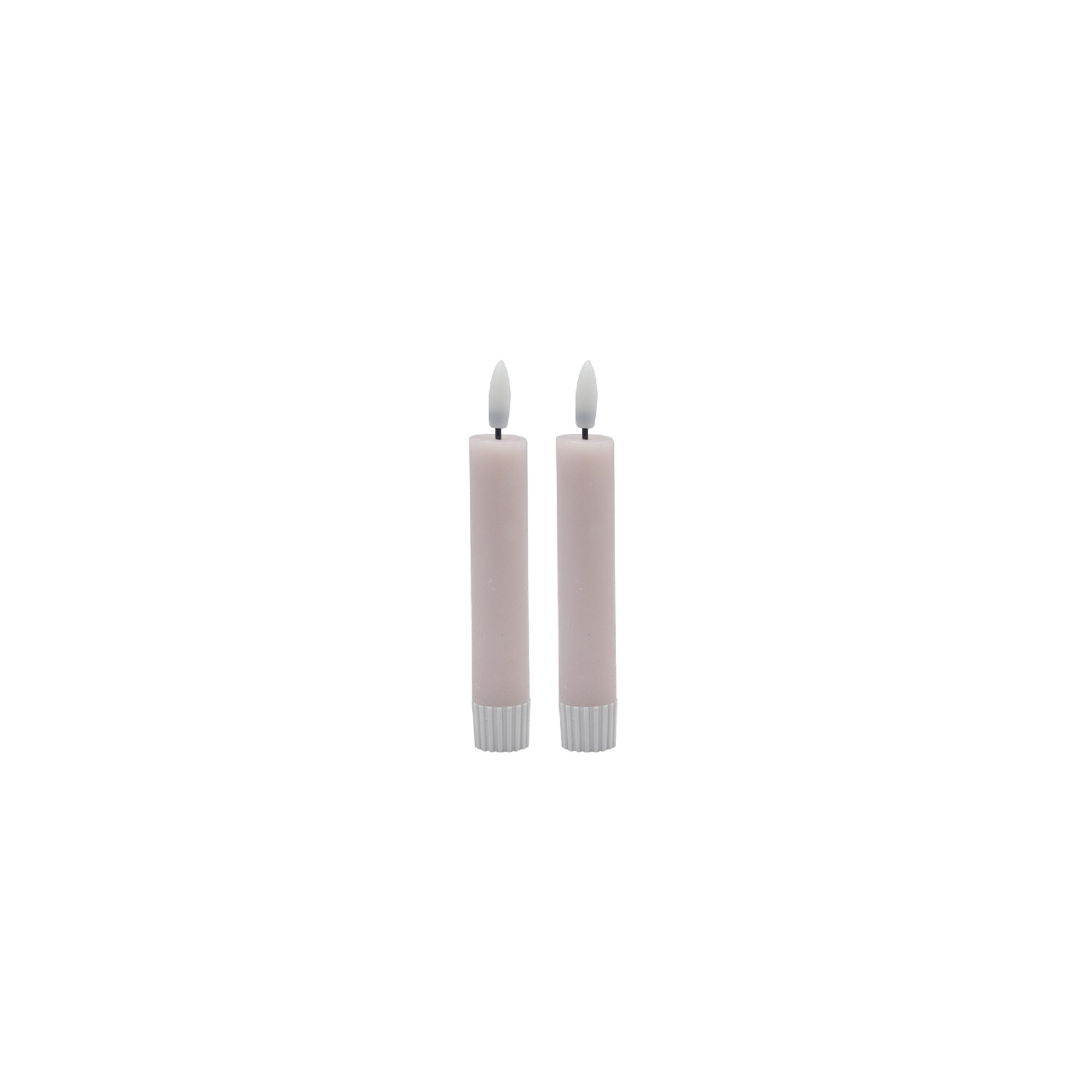2 Pc  Sm Champagne Taper Flameless Candle, Pink