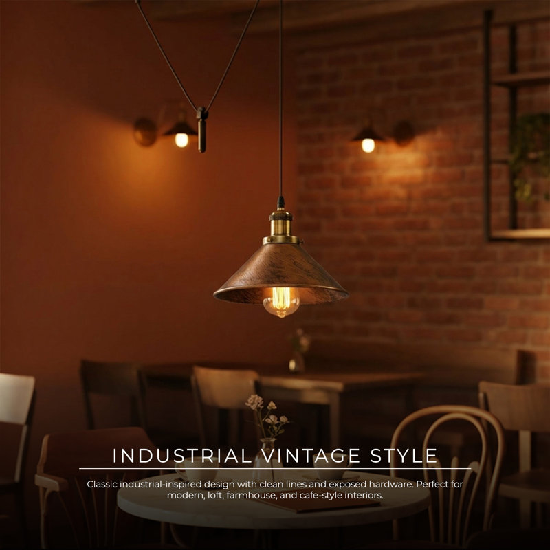 Anahla 1-Light Modern Industrial  Cone Pendant – Adjustable Ceiling Fixture for Contemporary Spaces, Yes, Brushed Copper