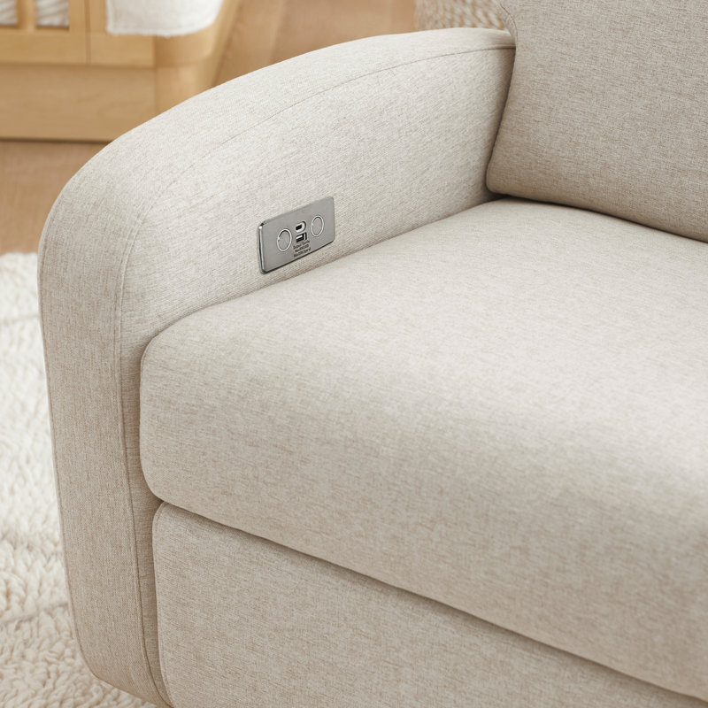 Nami Electronic Recliner and Swivel Glider in Eco-Performance Fabric with USB port, Performance Beach Polyester