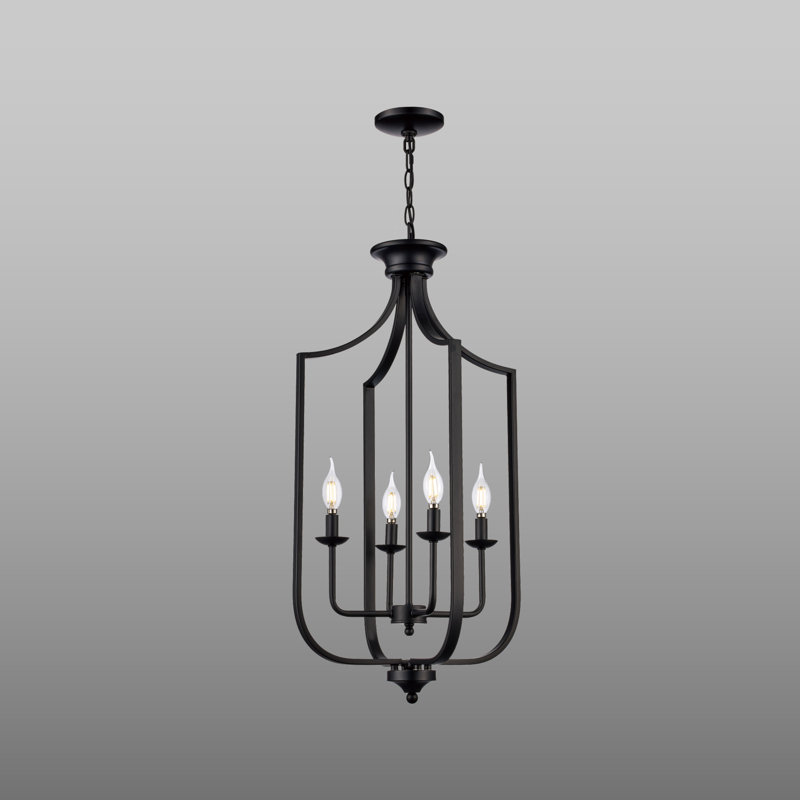 4-Light Chandelier, Noir mat, Grand