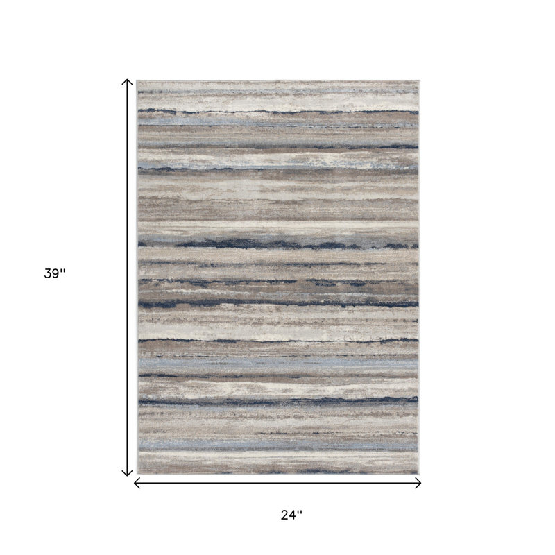 2’ X 3’ Blue Distressed Stripes Scatter Rug