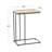 Wood Beaded C-Style White Side End Accent Table with Black Metal Base