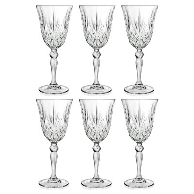 Verre à vin - Verre à pied - Vin rouge - Vin blanc - Verre à eau - Verres à pied - Ensemble de 6 verres à pied - Verre cristal - 9 oz. Magnifiquement - cristal taillé - conçu - par Majestic Cadeaux Inc. - fabriqué en Europe