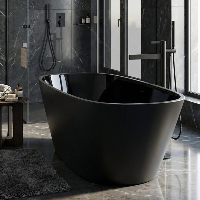 67.7'' x 29.5'' Soaking Acrylic Bathtub, Black