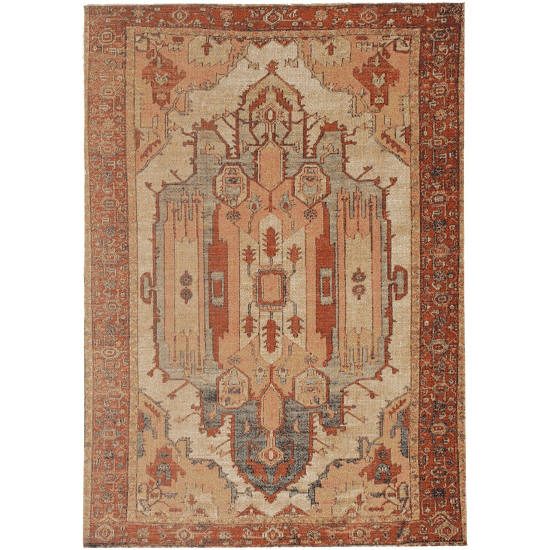 Tapis oriental ivoire / orange Ambrah, Rectangle 3 pi x 5 pi