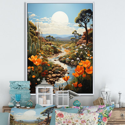«Green Orange Cactus Oasis», reproduction sur toile florale et botanique