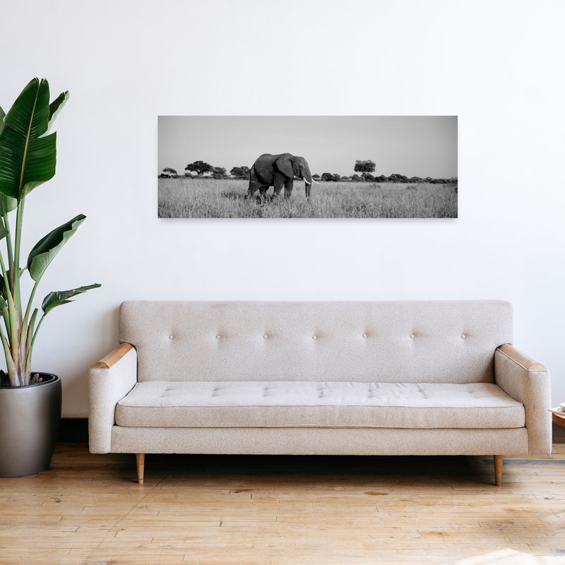 Éléphant Tarangire, Tanzanie, Afrique, paysage contemporain d'éléphant, art mural, H 16 po x l 48 po