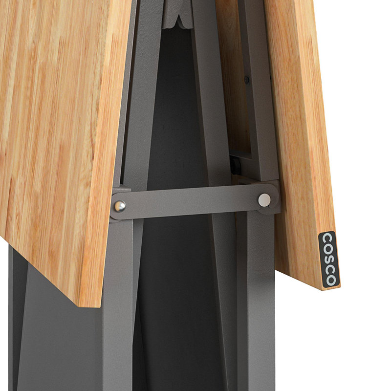 SmartFold Butcher Block Portable Workbench / Folding Utility Table (Grey Steel Frame)