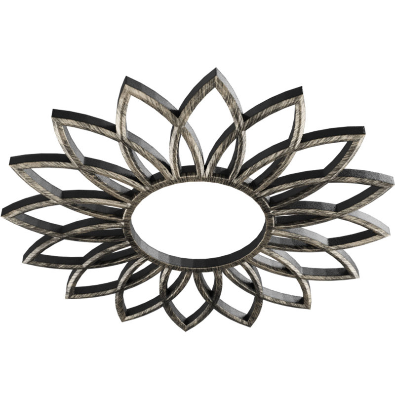 Médaillon de plafond 28 po x 28 po x P 9 3/4 po x P 3/4 po Daisy, H 28 po x l 28 po x P 0,75 po, Argenté antique chaleureux