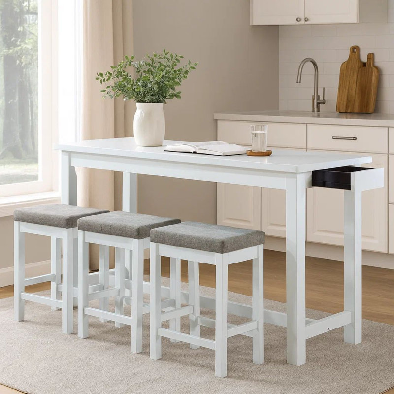 3 - Person Four Leg Dining Set, White