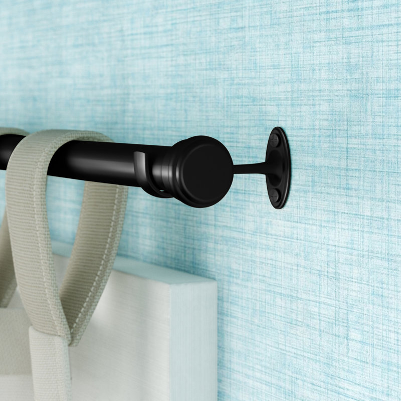 Linc Metal Adjustable Single Curtain Rod, 36"-72" W, Dark Espresso