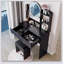 Ensemble de coiffeuse à miroir rond 17 pouces à DEL avec tabouret à coussin souple, luminosité réglable et rangement multicouche pour les petits espaces-799252865