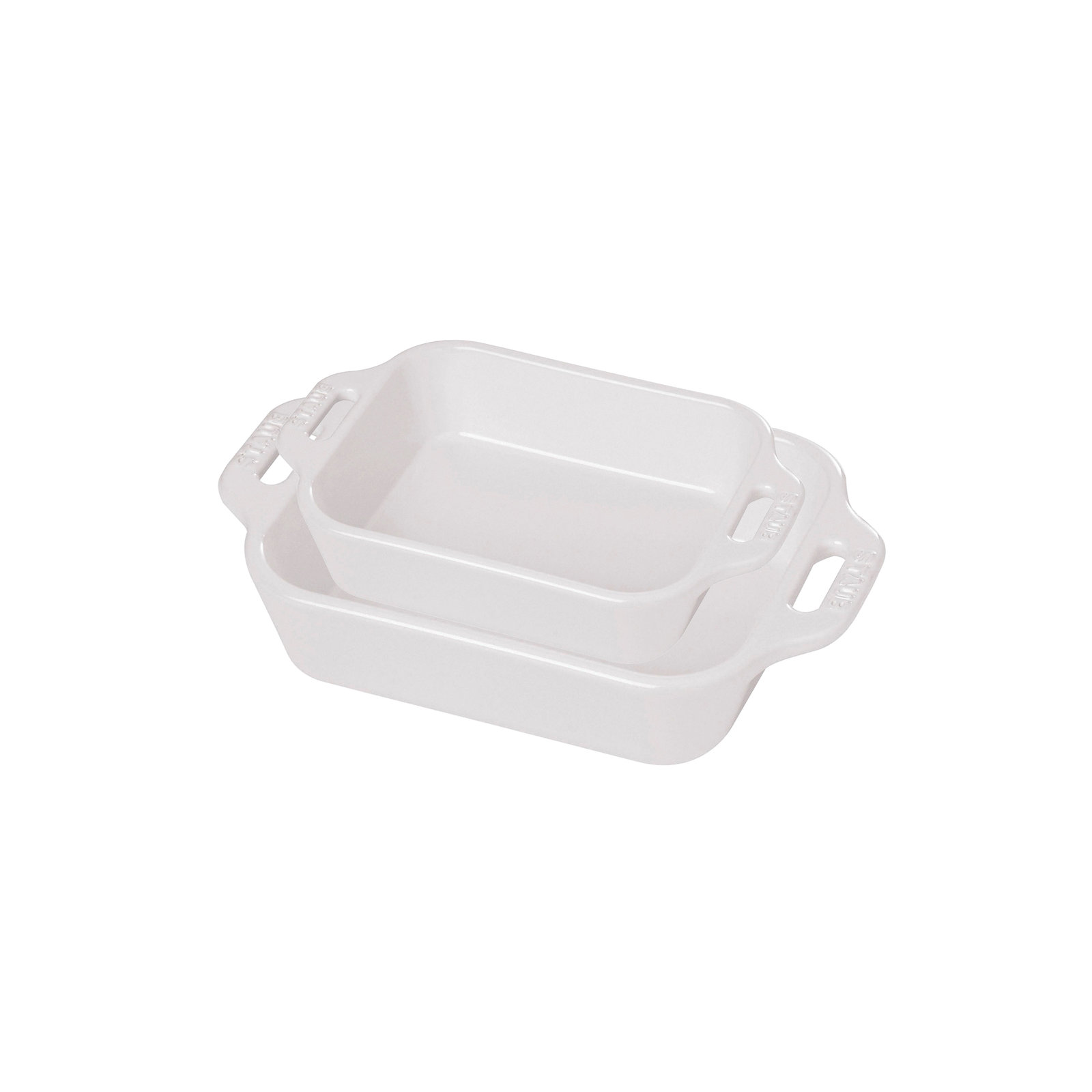 Ceramique Rectangular Baking Dish Set 2 Piece, White