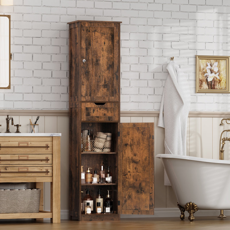 67.13" Tall Storage Cabinet with 2 Doors & 1 Drawer, Rustic Brown