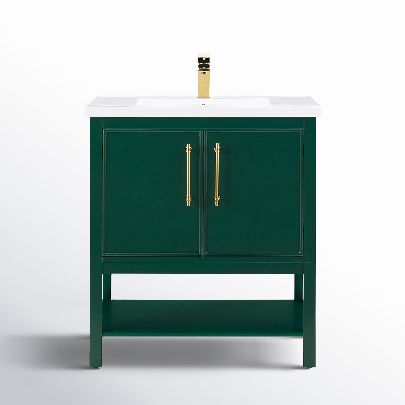 Jewell 30'' Single Bathroom Vanity, Forest Green/Antique Brass