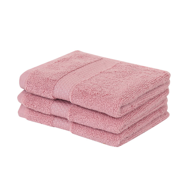 Ensemble de débarbouillettes 100% coton Splash, débarbouillettes et débarbouillettes en coton doux absorbant 550 g / m² pour salle de bain, spa et usage quotidien, certifié OEKO-TEX, paquet de 3, rose