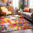 Florentia Floral Tufted Orange/Pink/Ivory Non-Slip Rubberback Area Rug-855719463