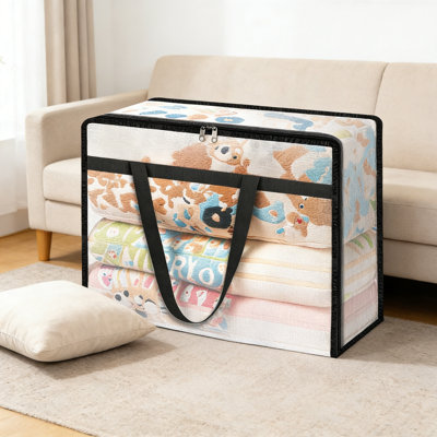 Clear Storage Bags 6-Pack, 60L Foldable Under Bed Storage Containers With Heavy-Duty Zipper For Clothes, Blankets, Bedding And Moving