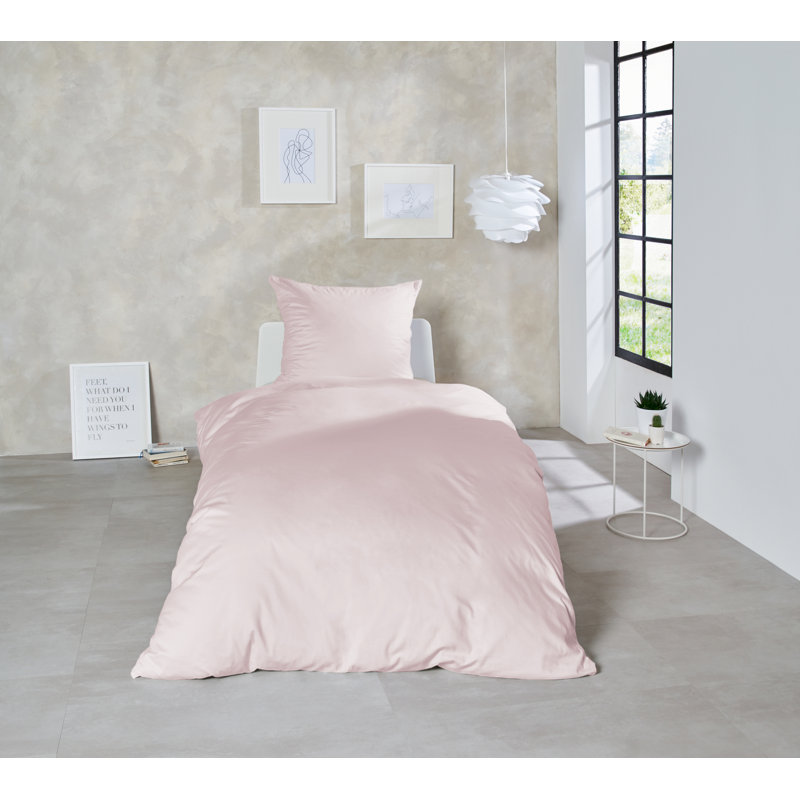 Cotton 240 TC Modern & Contemporary Duvet Cover Set, 155 x 220cm - 1 Pillowcase (80 x 80 cm), Powder