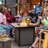 Sour Citrus 5-piece Patio Conversation Set with 360° Swivel Chairs & Square Fire Pit Table, Cover & Blue Glass Beads Included