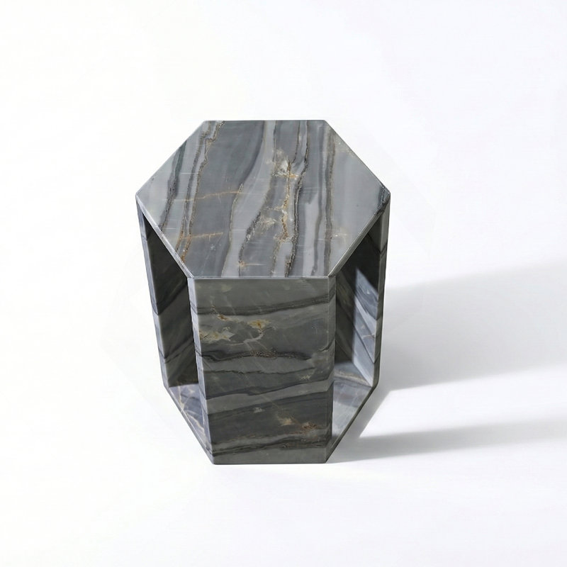 Side Table, Hexagonal End Table For Living Room