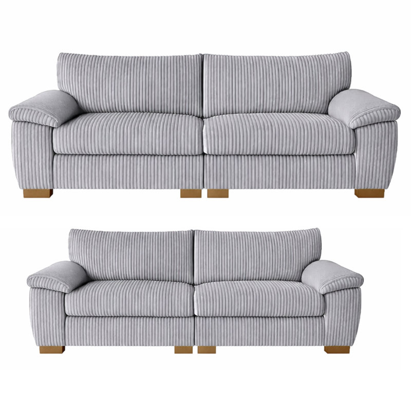 5 Seater Corduroy Sofa, Silver