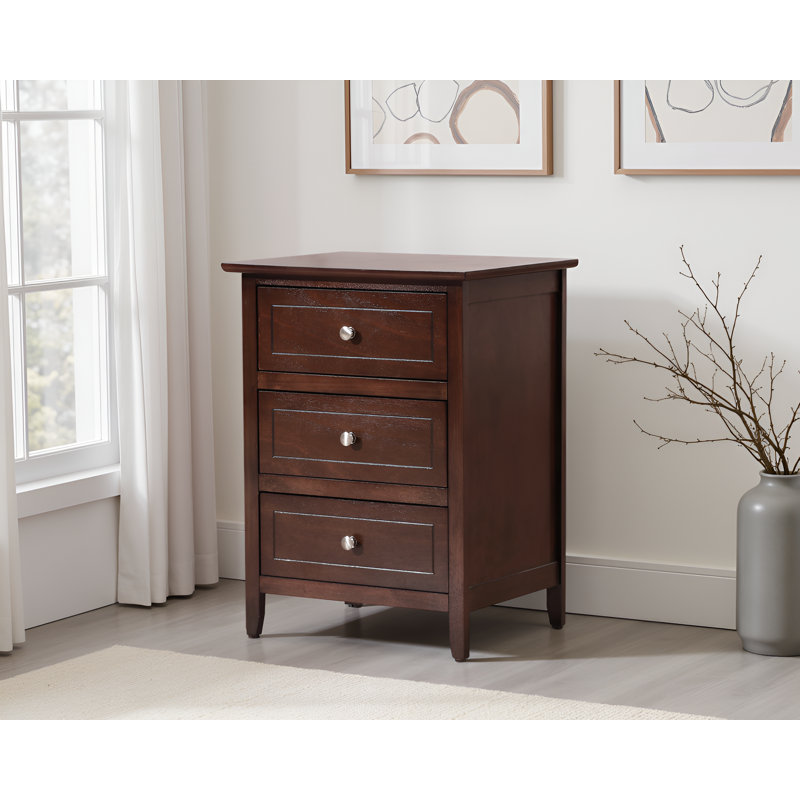 Lublin Cappuccino 3 Drawers Nightstand, Cappuccino