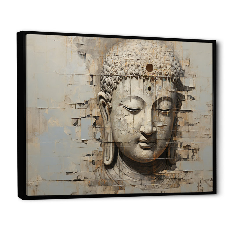 Simple Bouddhism Statue IV - Buddhism, reproduction d'art sur toile, Cadre flottant noir, H 16 po x l 32 po x P 1 po