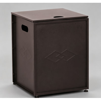 16 Inch Propane Metal Tank Cover Table, Outdoor Storage Box with Hideaway Table & Side Handles for Standard 20 LB Tanks & Gas Fire Pits
