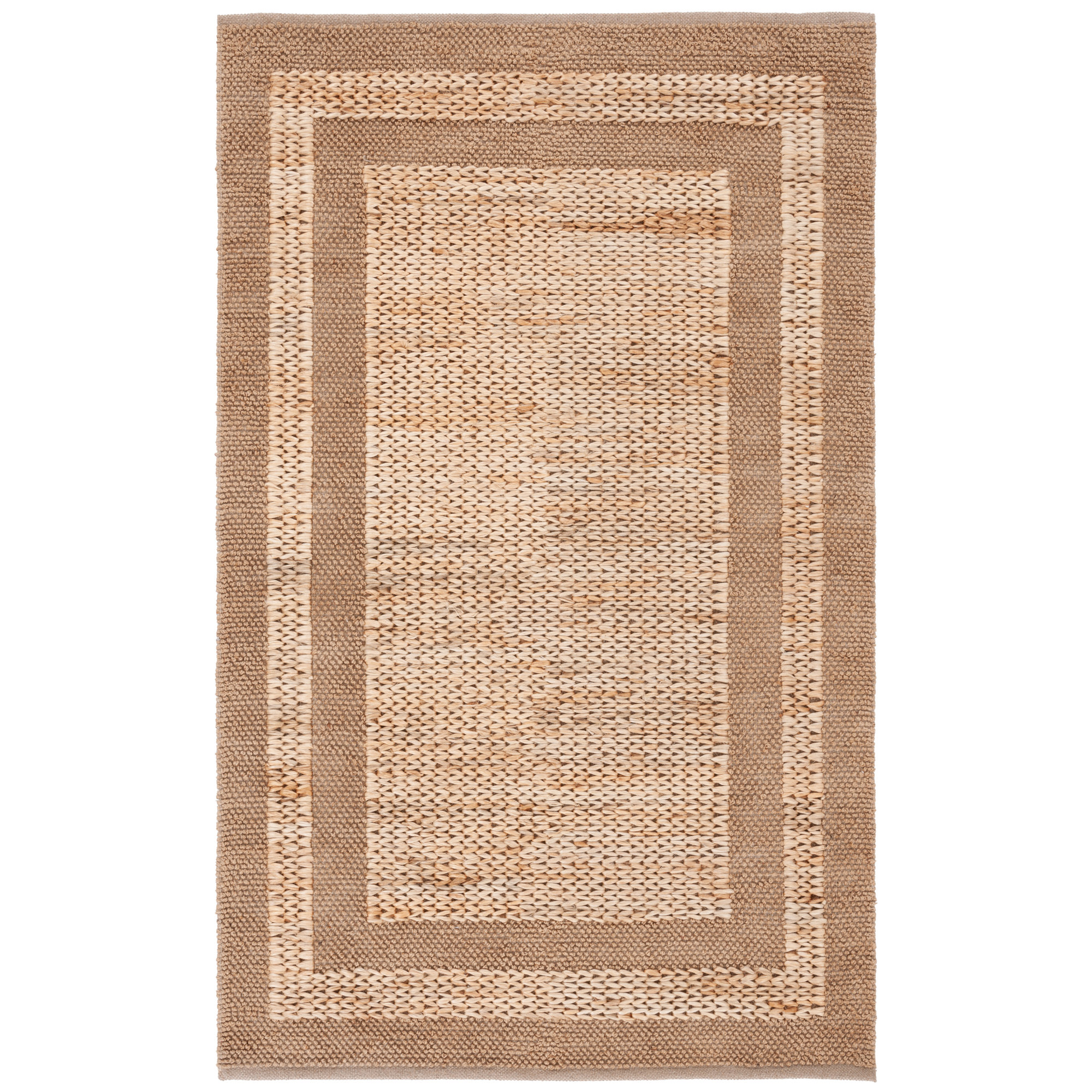 Khole Natural Fiber Hand Woven Jute/Cotton Solid Color Rug in Brown, Square 6'