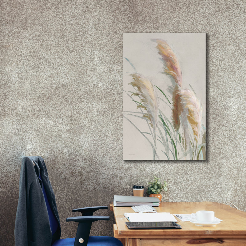 Art mural sur toile  «Neutral Pampas Grasses 2» par Danhui Nai, H 40 po x l 26 po