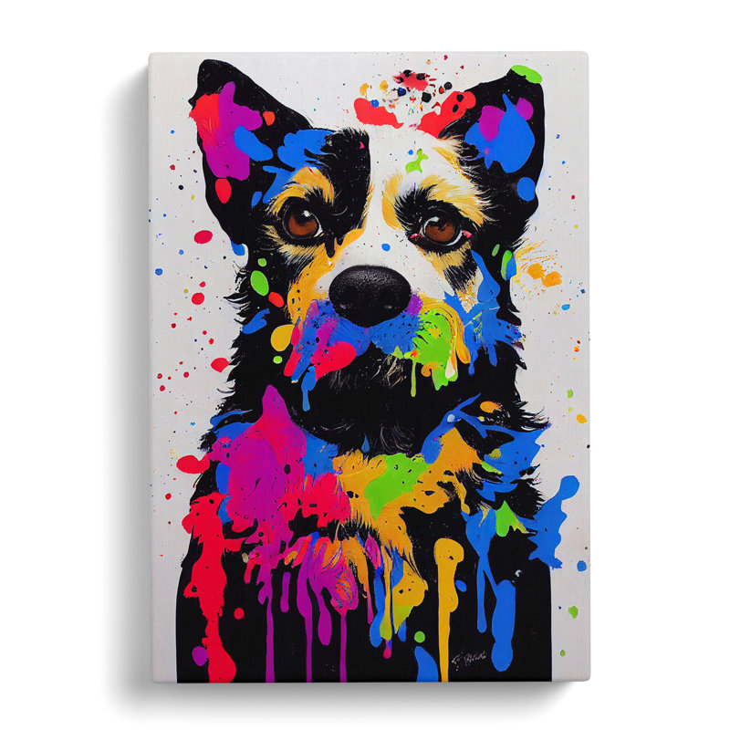 XC1022-1844X Dog Paint Splat No.2 - Wrapped Canvas Print, 60cm H x 40cm W x 3cm D