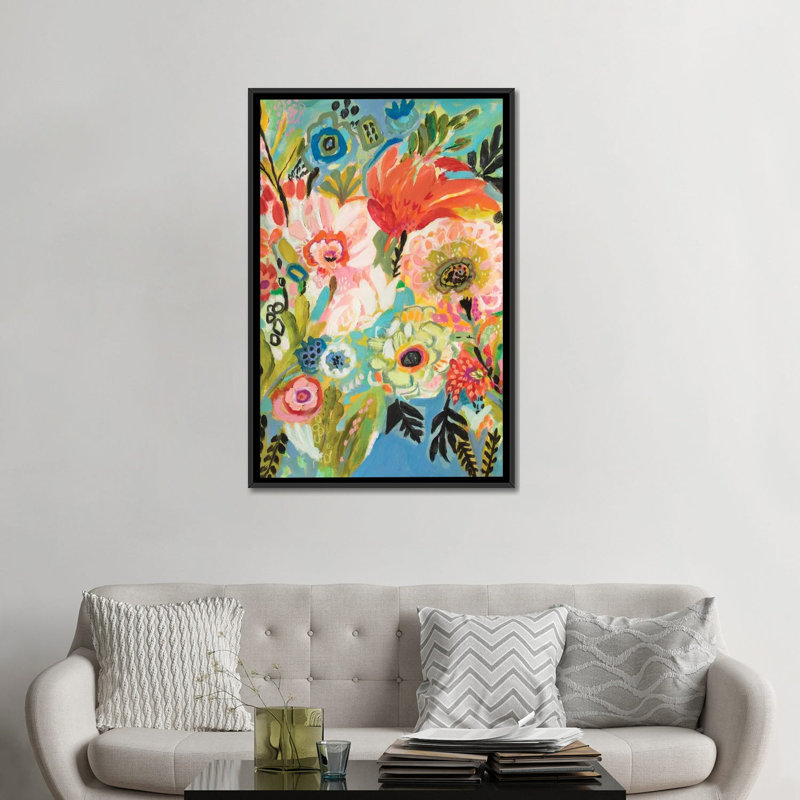 «Secret Garden Floral III», reproduction sur toile, H 26 po x l 18 po x P 1,5 po, Toile encadrée noire, Pas de tapis