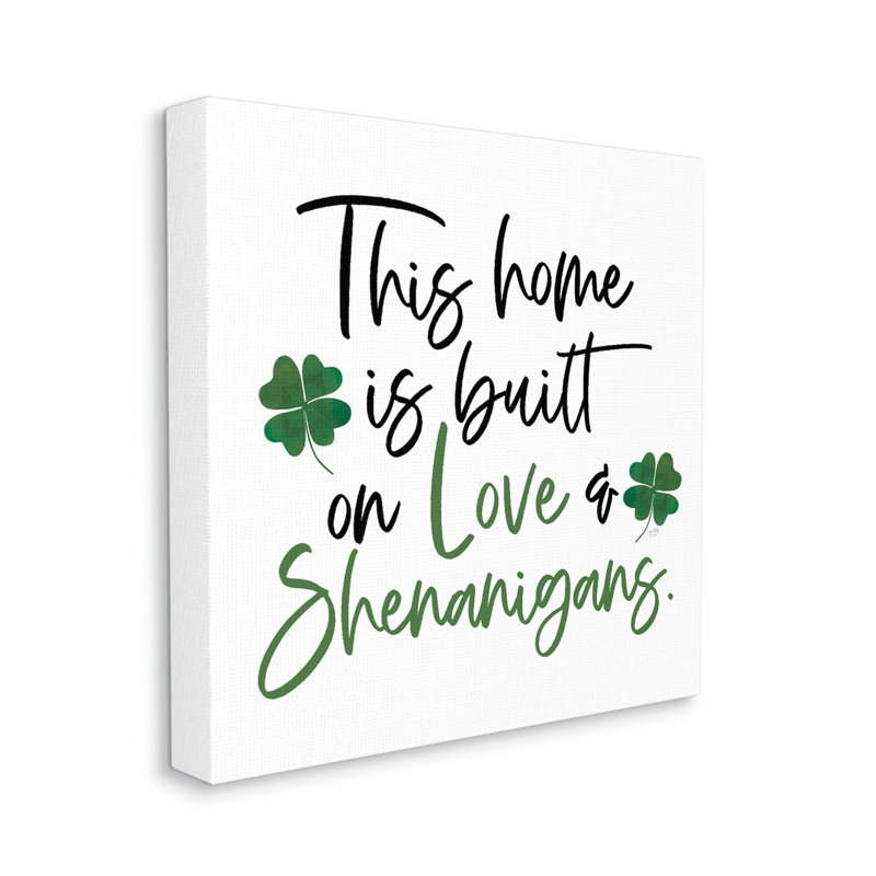 Love & Shenanigans Lucky Green Clover, Toile tendue, H 17 po x l 17 po x P 1,5 po