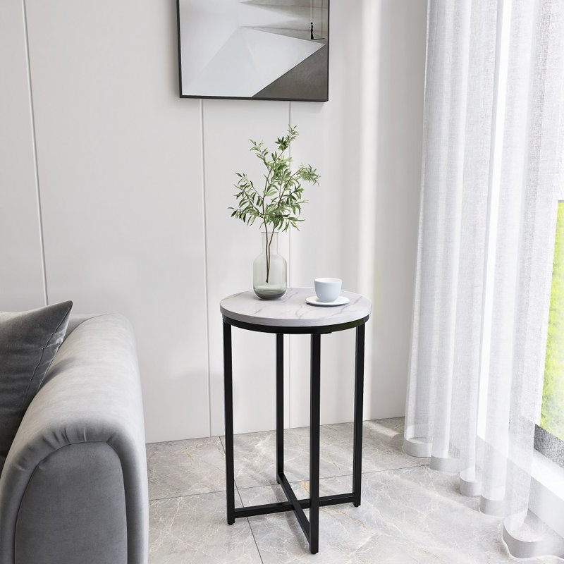Table basse moderne avec structure en métal thermolaqué, table basse imperméable, salon, Noir