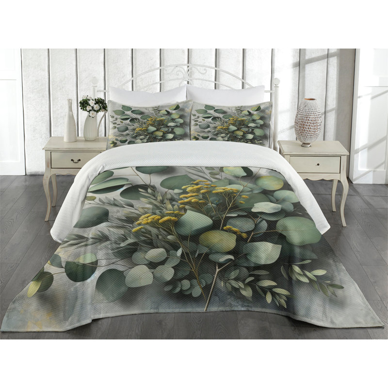 Polyester Floral Coverlet, King Coverlet + 2 Standard Shams
