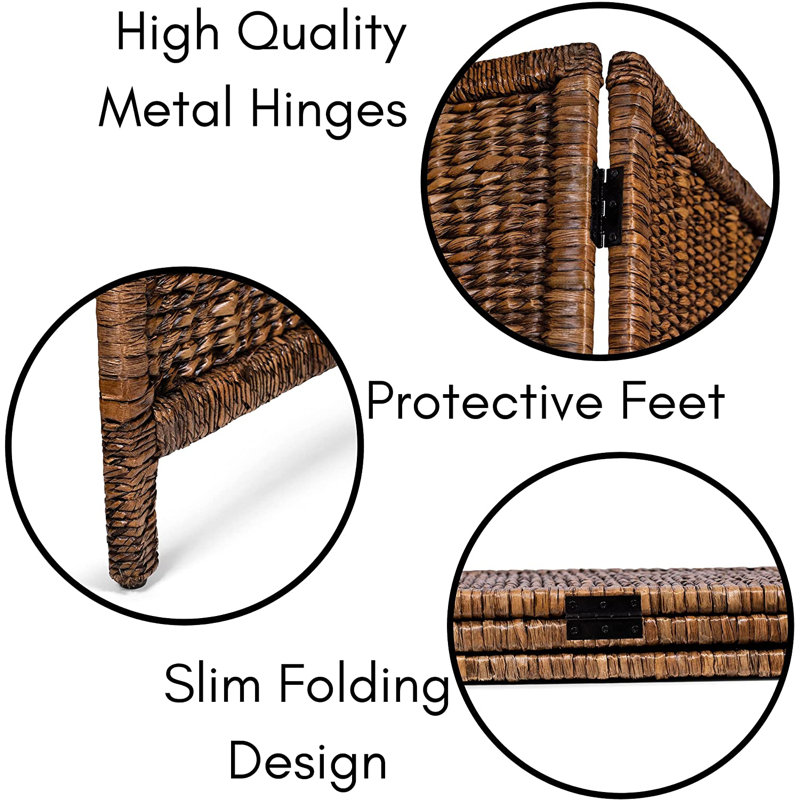 Handwoven Seagrass 3-Panel Folding Room Divider in Brown