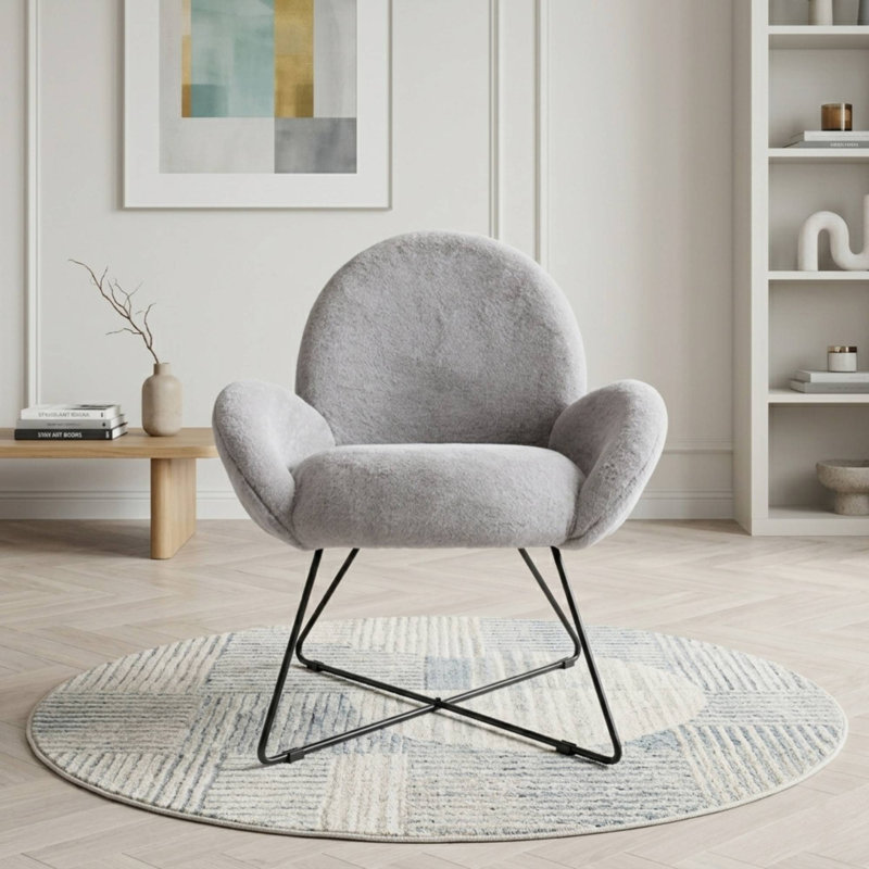 Kosmoski Upholstered Slipper Chair, Gray