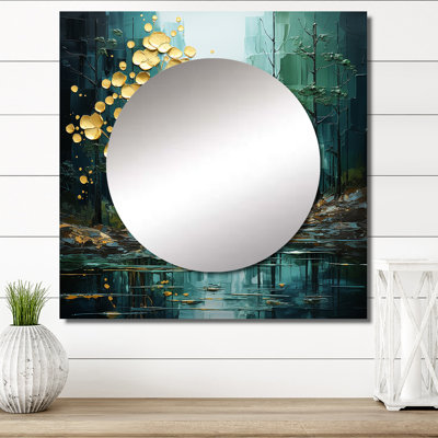 Raahill - Décoration murale miroir carrée forêt pour chambre à coucher