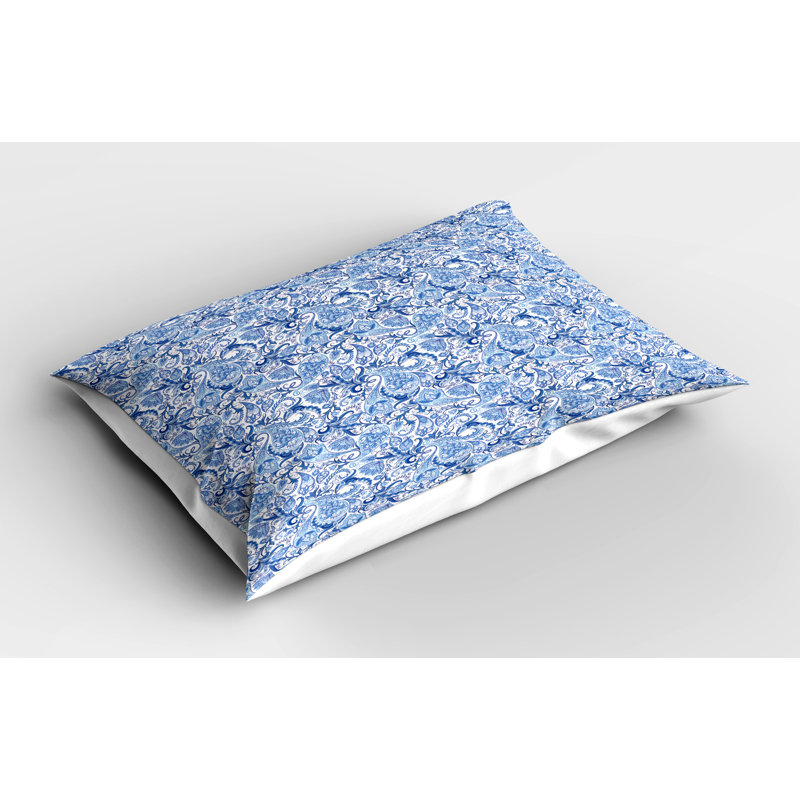Pale Blue and White Microfiber Standard Pillow Shams, Set of 2