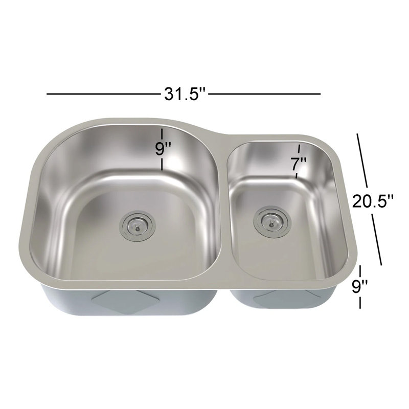 Évier de cuisine à double cuve encastrable l 31,5 po x l 20,5 po