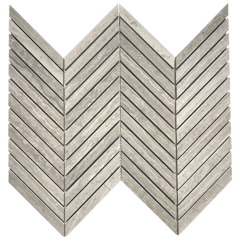 Wooden Gray Cheveron 0.8x4.75 Honed Mosaic