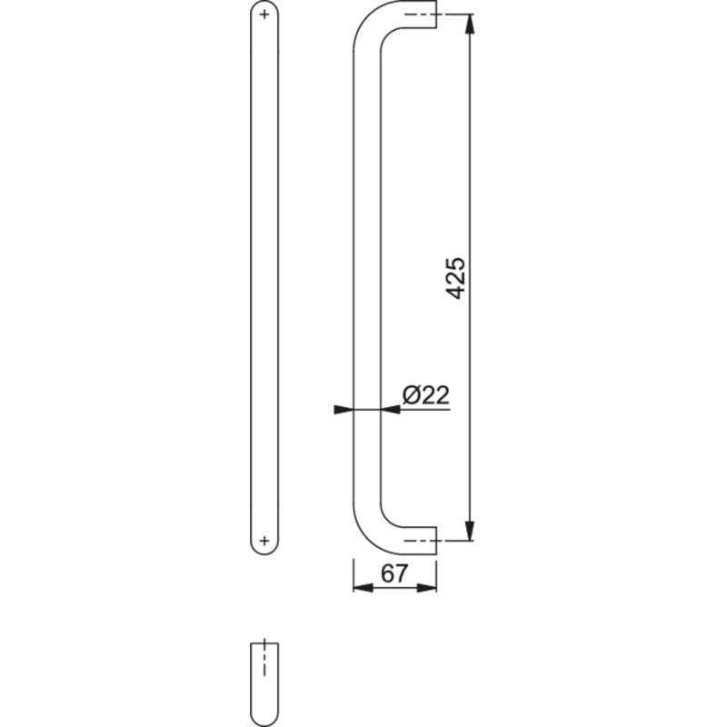 Amarey Bolt Through Fix Pull Handle, 42.5cm H x 2.2cm W x 6.7cm D