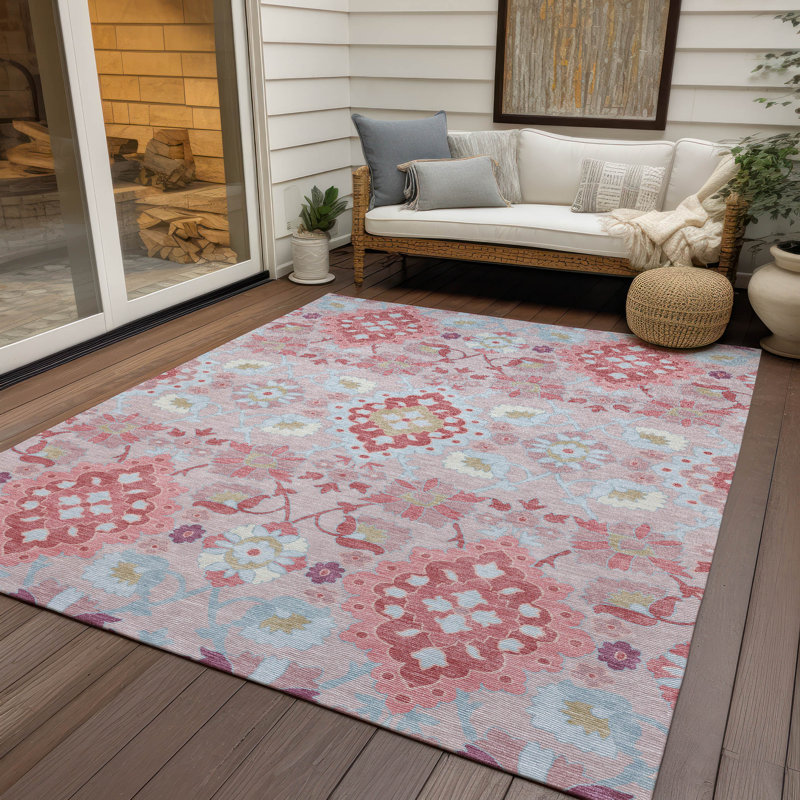 Tapis intérieur / extérieur lavable Vespera Blush , 5 pi x 7 pi 6 po