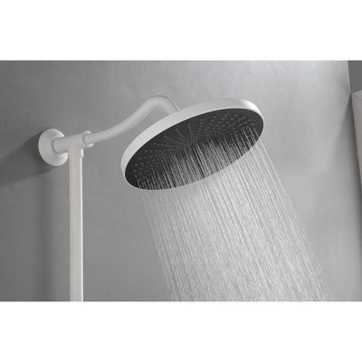 White Brass Shower Kit With 10" Rain Showerhead Enhancing Experience, 4 Hand Shower, Adjustable Slide Bar And Soap Dish For Bathroom Wall Mounting Simulating Rain, Mount