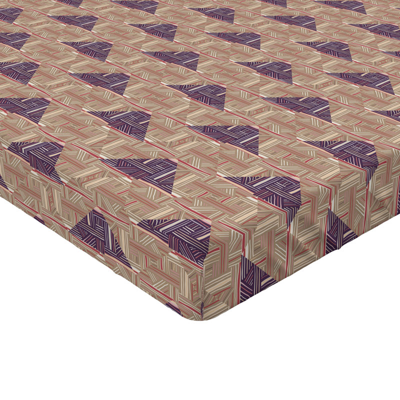 Drap-housse à motif floral Ambesonne, Gris pâle, indigo, coquille d'œuf / géométriqu, Drap-housse très grand californien